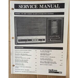 Nutone Service Manual for model IM-2003 radio-intercom system